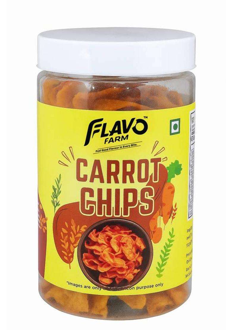 Flavofarm Crunchy Carrot Chips | Tasty Vegetable For Anytime Snacking (150 G) - Indya