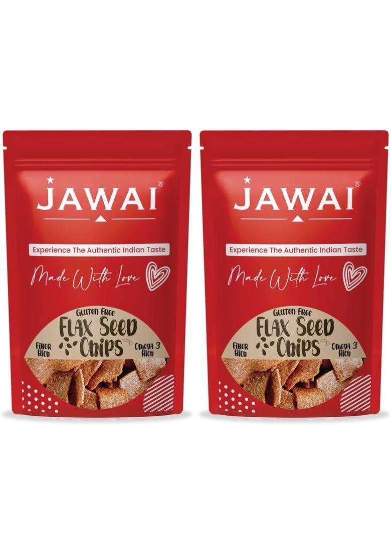 Jawai Flax Seed Chips | Super Snack - Omega 3 Rich Gluten Free (2 X 70 G) - Indya