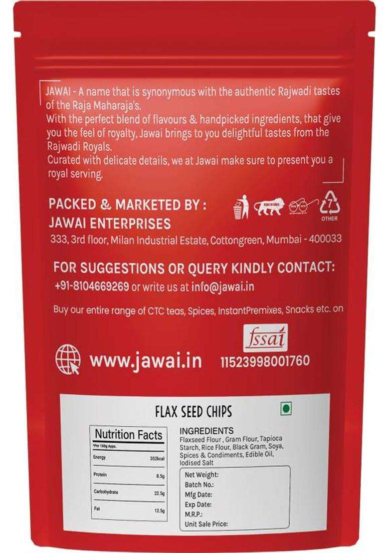 Jawai Flax Seed Chips | Super Snack - Omega 3 Rich Gluten Free (2 X 70 G) - Indya