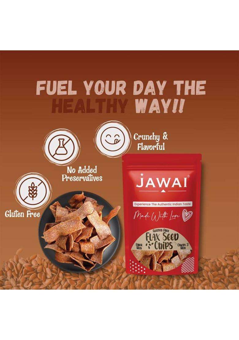 Jawai Flax Seed Chips | Super Snack - Omega 3 Rich Gluten Free (2 X 70 G) - Indya