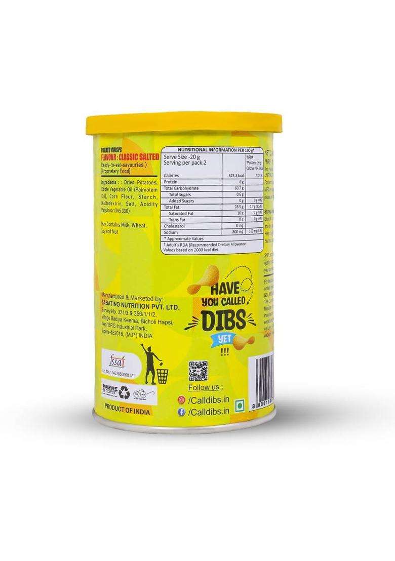 Dibs Potato Crisps On The Go Adventure Indie Masala And Salted Chips (Pack Of 6) (270 G) - Indya
