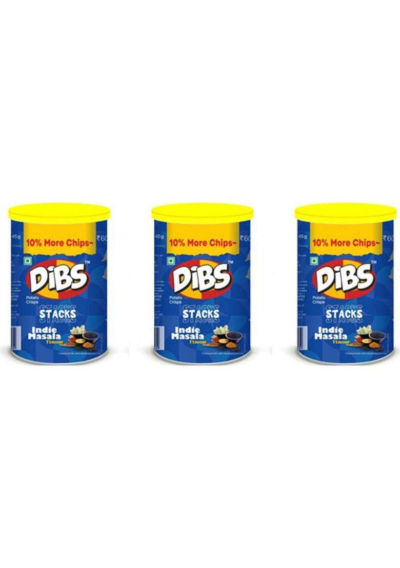 Dibs Potato Crisps On The Go Adventure Indie Masala , Cream & Onion Chips (Pack Of 6) (270 G) - Indya