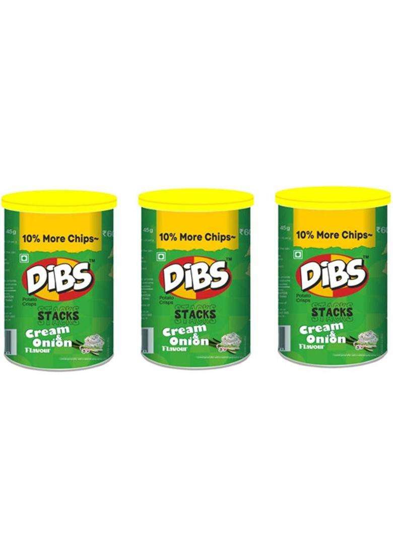 Dibs Potato Crisps On The Go Adventure Indie Masala , Cream & Onion Chips (Pack Of 6) (270 G) - Indya