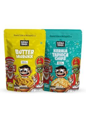 Kerala Thingz Combo 230G, Butter Murukk 150G, Tapioca Chips 80G, No Artificial Colours (2 X 115 G)