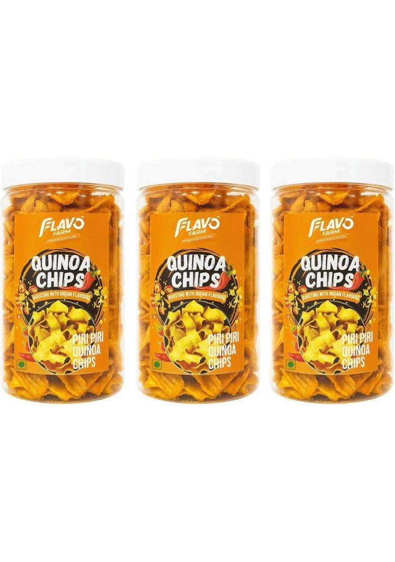 Flavofarm Quinoa Chips Jar | Superfood Roasted Snack (3 X 150 G) - Indya