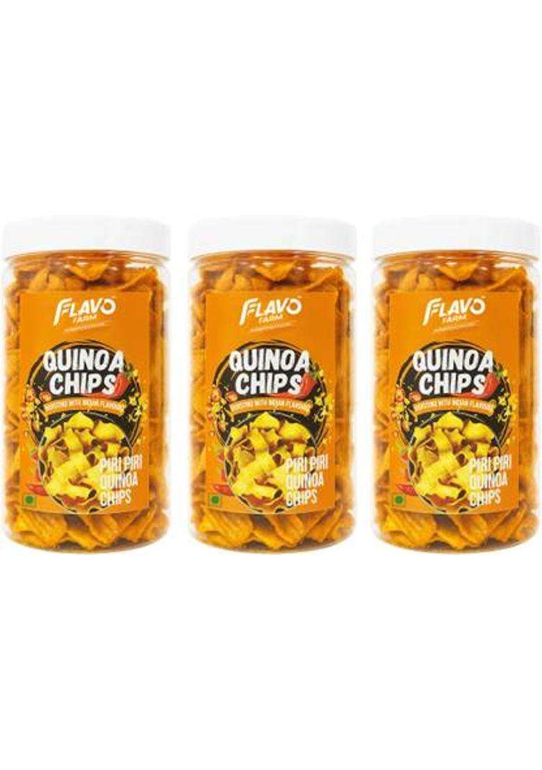 Flavofarm Quinoa Chips Jar | Superfood Roasted Snack (3 X 150 G) - Indya
