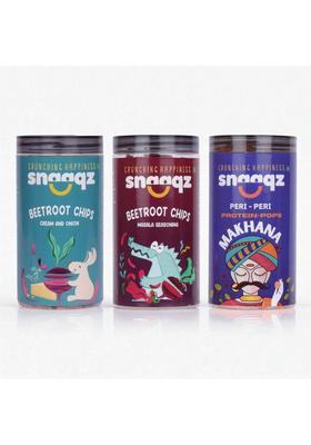 Snaaqz Beetroot Chips Cream & Onion+Beetroot Masala+Ragi Masala (3 X 123.33 G)