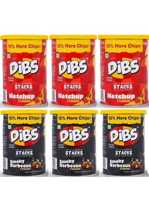Dibs Potato Chips Combo Pack Tomato Ketchup And Smoky Barbeque Flv. (270 G)