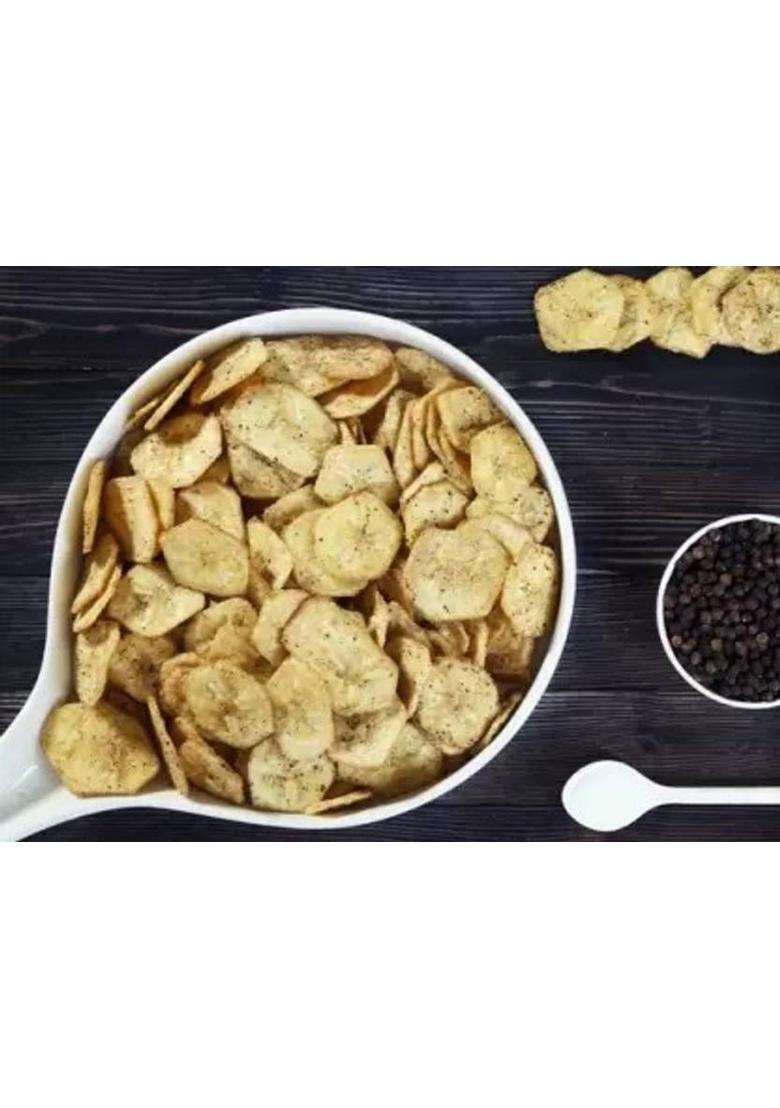 Bharvi Crispy Banana Chips | Black Pepper Masala Wafers Kela (400 G) Pack of 1 - Indya