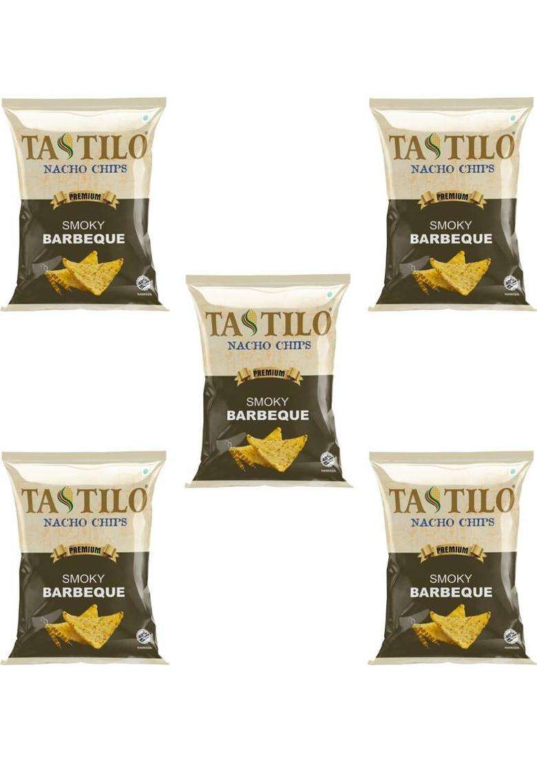 Tastilo Smoky Barbeque Nachos, Gluten-Free, Non-Gmo Corn, Zero Cholesterol, No Trans Fat Nachos (5 X 60 G) - Indya