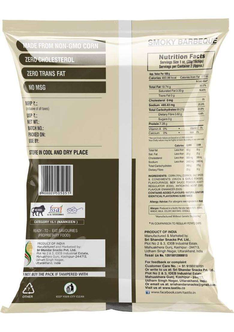 Tastilo Smoky Barbeque Nachos, Gluten-Free, Non-Gmo Corn, Zero Cholesterol, No Trans Fat Nachos (5 X 60 G) - Indya
