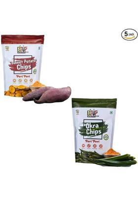 Eatup Healthy Veg Chips Combo Peri Sweet Potato & Okra, 100% Natural, 2X50G (2 X 25 G)