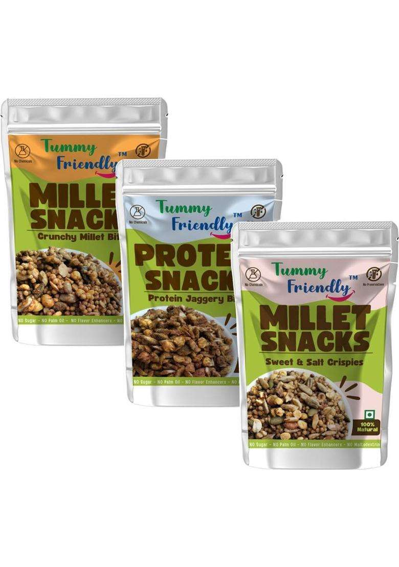 Tummyfriendly Foods Healthy Snacks For Kids Millet Snack Children Adults Combo Pack Mbpbss Puffcorn (3 X 70 G) - Indya