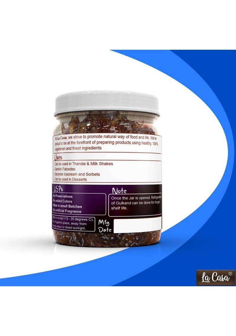 La Casa Pushkar Gulkand With Mishri, Elaichi & Kesar | Combo Pack Of 2 Homemade Organic (800 G, 2) - Indya