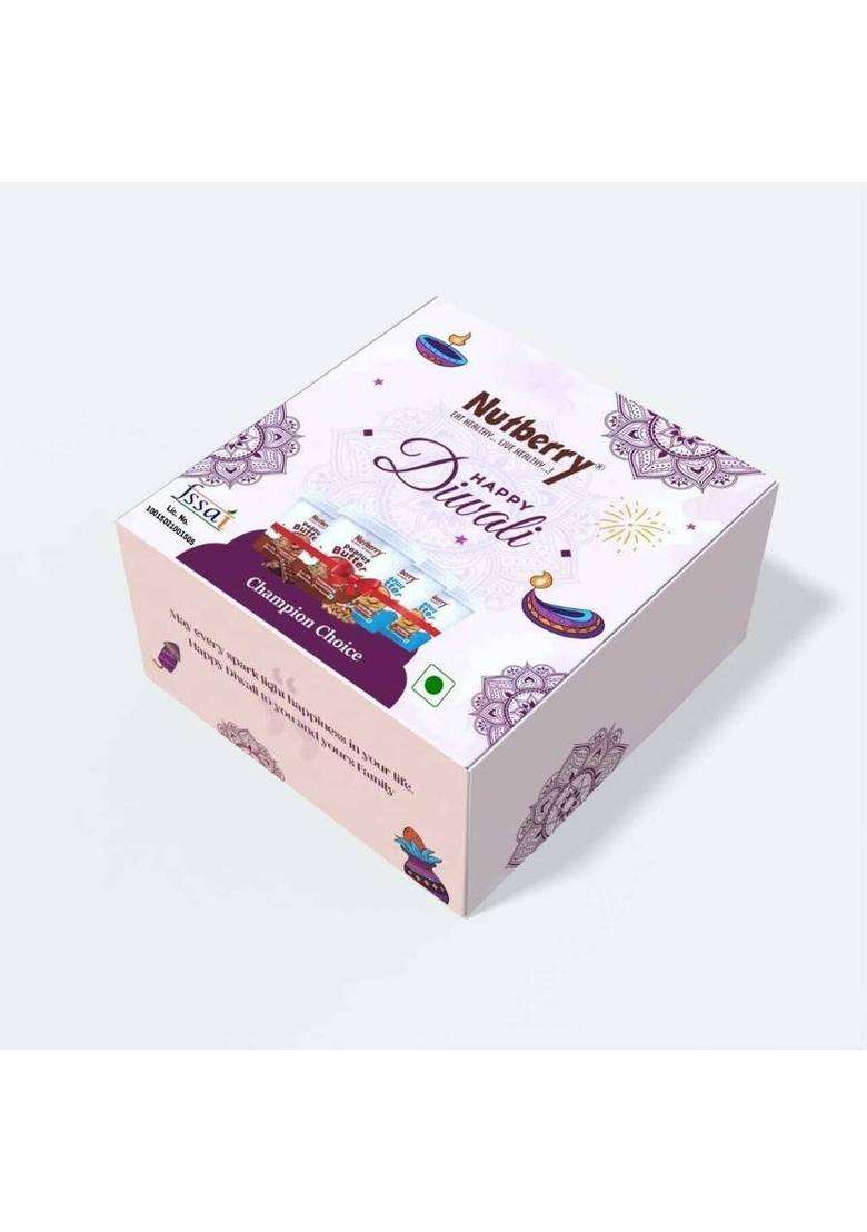 Nutberry Diwali Delight - Premium Peanut Butter Gift Pack (4 Flavours) (908 G, Of 4) - Indya