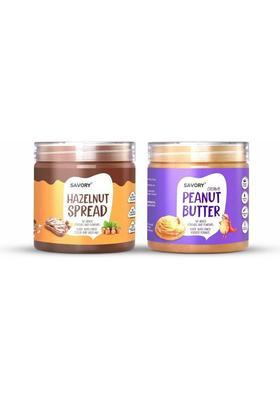 Savory Combo Of Tasty Chocolate Hazelnut Spread + Creamy Peanut Butter | 400G Each (800 G, Pack 2)
