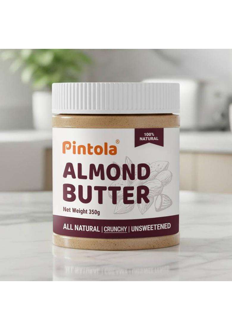 Pintola All Natural Almond Butter (Crunchy) (Unsweetened) (350 G) - Indya