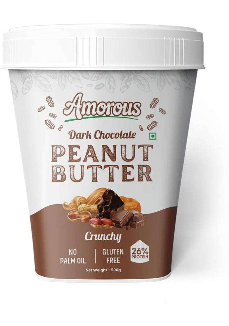 Amorous High Protein Dark Chocolate Crunchy Peanut Butter( 500G) (500 G) - Indya