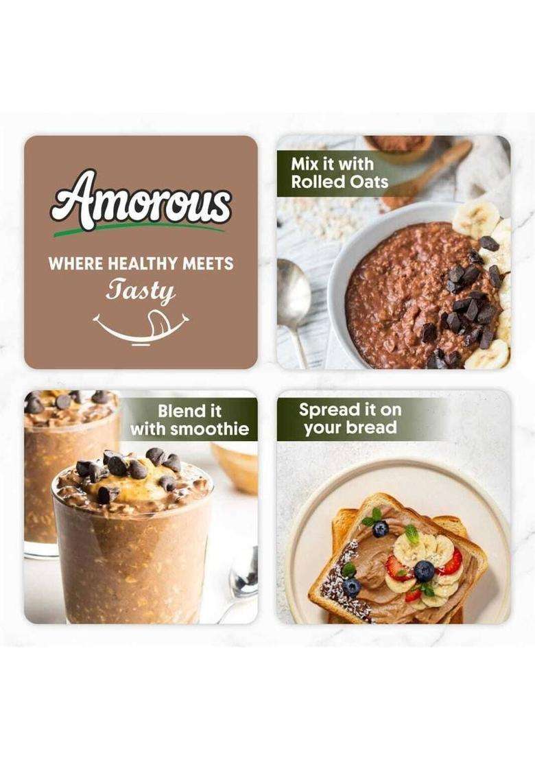 Amorous High Protein Dark Chocolate Crunchy Peanut Butter( 500G) (500 G) - Indya