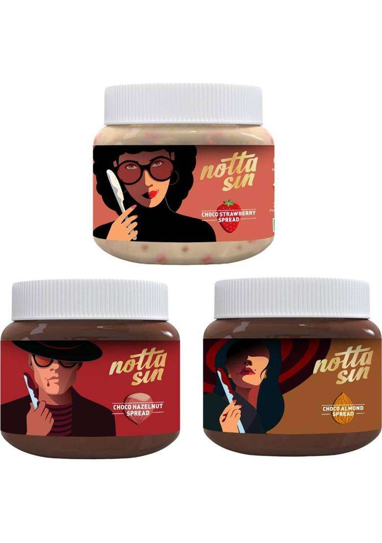 Notta Sin Trio Choco Spread Pack|No Added Sugar-Has Monk Fruit/Stevia|No Palm Oil (300 G, Pack Of 3) - Indya