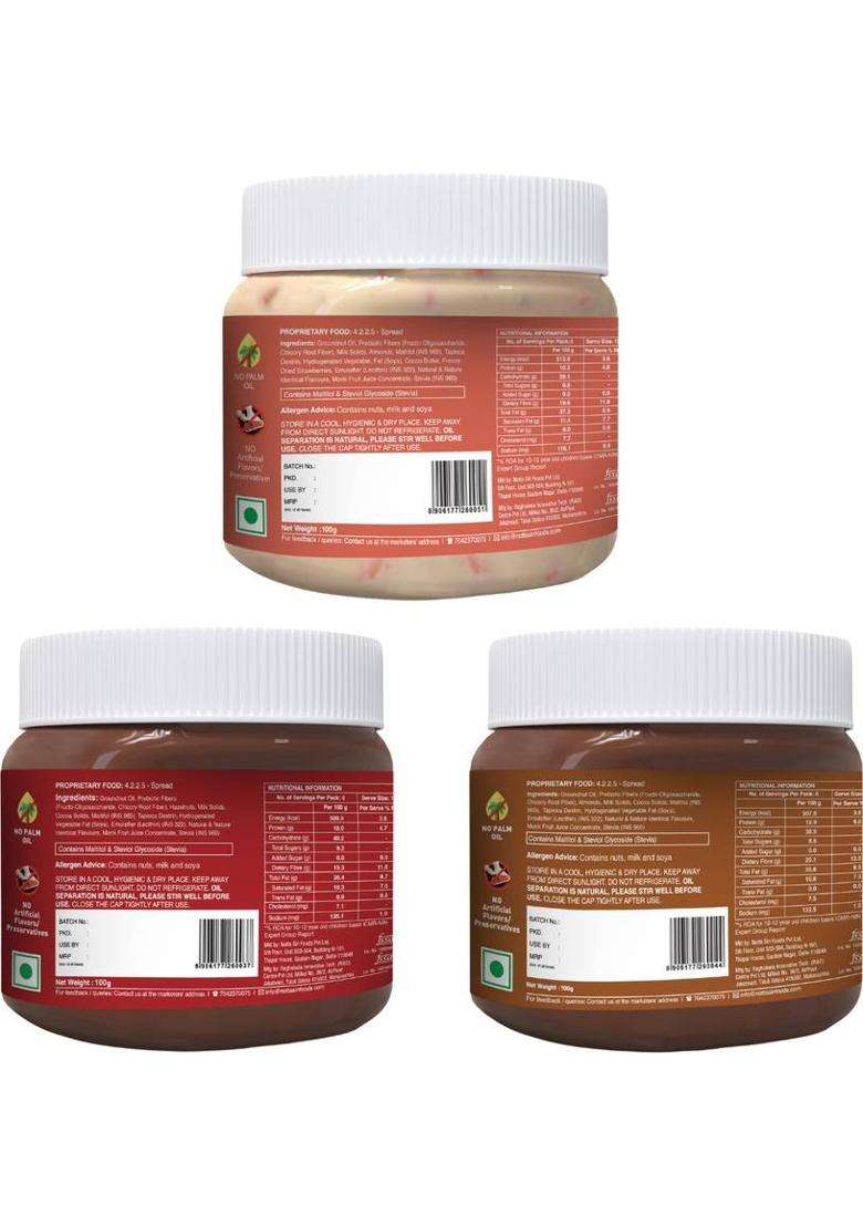 Notta Sin Trio Choco Spread Pack|No Added Sugar-Has Monk Fruit/Stevia|No Palm Oil (300 G, Pack Of 3) - Indya