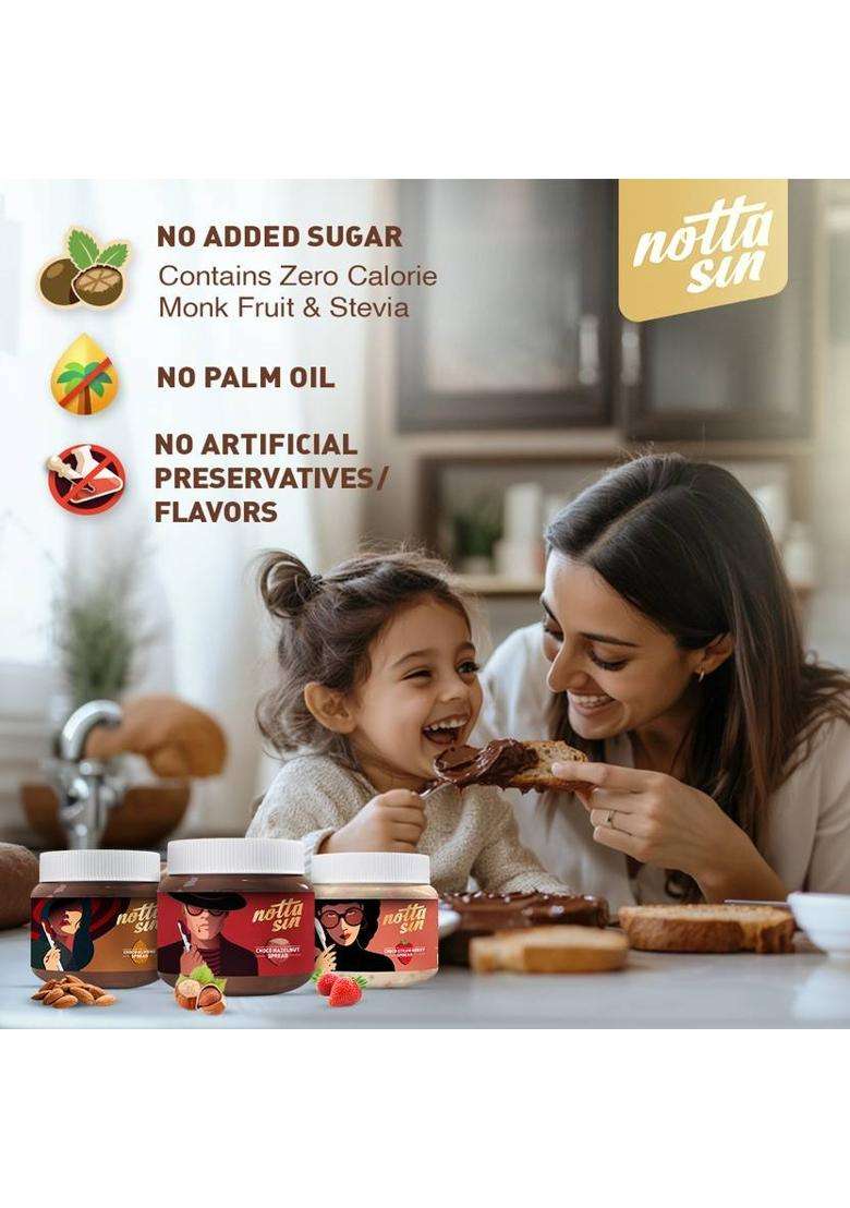 Notta Sin Trio Choco Spread Pack|No Added Sugar-Has Monk Fruit/Stevia|No Palm Oil (300 G, Pack Of 3) - Indya