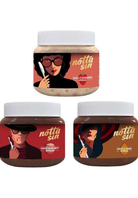 Notta Sin Trio Choco Spread Pack|No Added Sugar-Has Monk Fruit/Stevia|No Palm Oil (300 G, Pack Of 3)