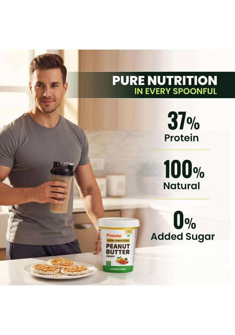 Pintola All Natural High Protein Peanut Butter (Creamy) (510 G) - Indya
