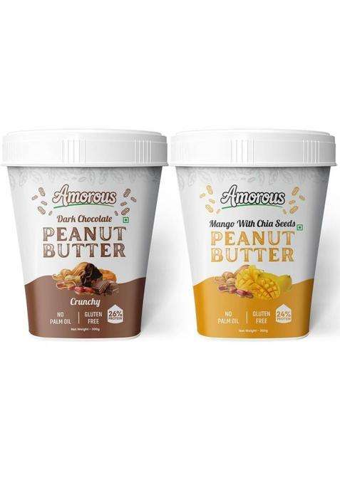 Amorous Dark Chocolate Crunchy + Mango With Chia Seeds ( 400Gm Pack Of 2) (400 G,