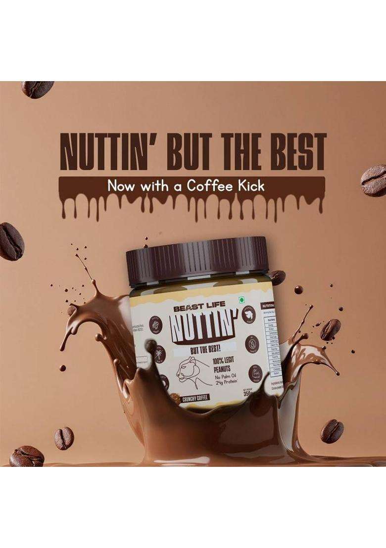 Beastlife Crunchy Coffee Peanut Butter - Non-Gmo, 100% Peanuts, High Protein 350G 1 (350 G) - Indya