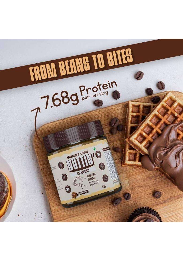 Beastlife Crunchy Coffee Peanut Butter - Non-Gmo, 100% Peanuts, High Protein 350G 1 (350 G) - Indya