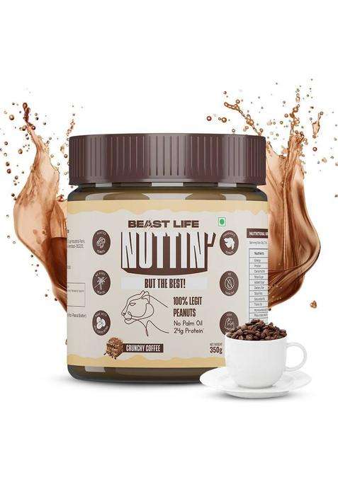 Beastlife Crunchy Coffee Peanut Butter - Non-Gmo, 100% Peanuts, High Protein 350G 1 (350 G)