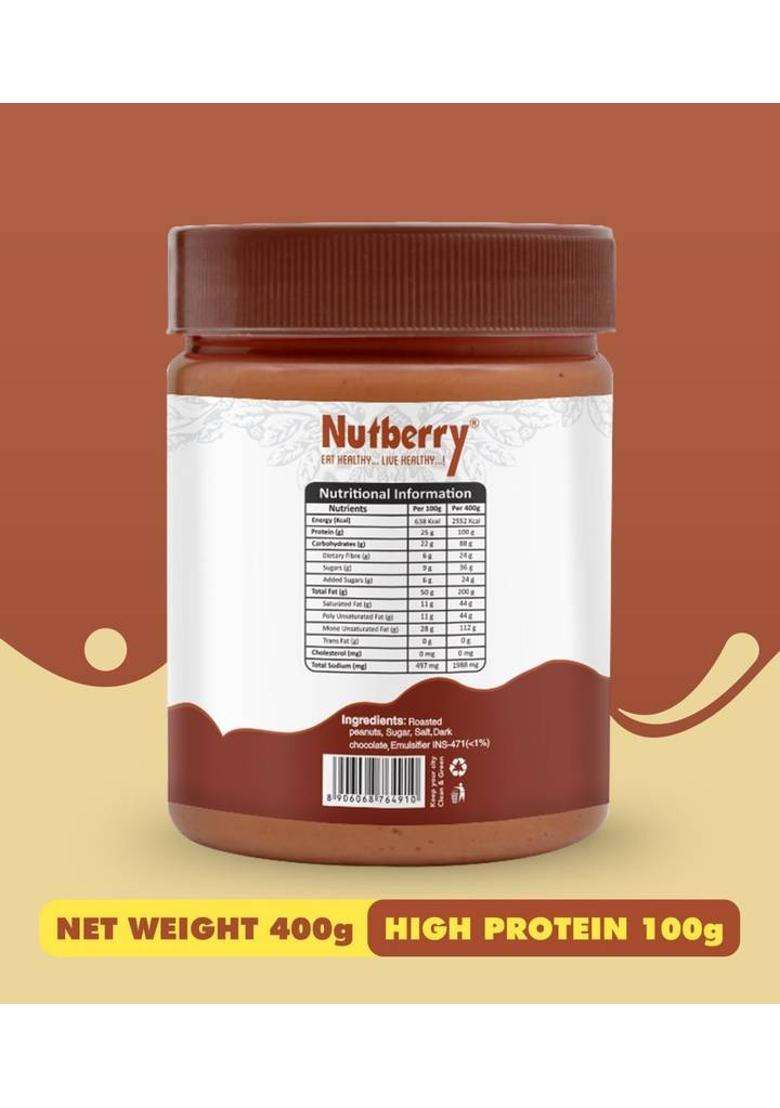 Nutberry Peanut Butter Chocolate Crunchy (400Gm) + (200Gm) (600 G, Pack Of 2) - Indya