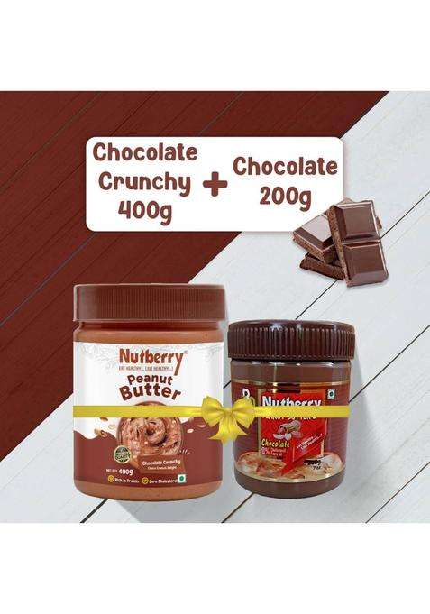 Nutberry Peanut Butter Chocolate Crunchy (400Gm) + (200Gm) (600 G, Pack Of 2)