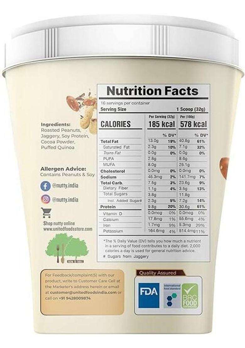 Nutty Natural Peanut Butter Chocolate Quinchy | 100% Non-Gmo Vegan 31G Protein (510 G) - Indya