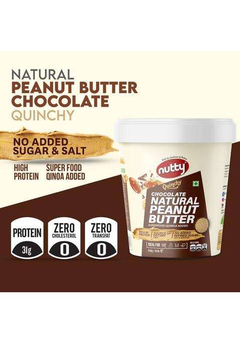 Nutty Natural Peanut Butter Chocolate Quinchy | 100% Non-Gmo Vegan 31G Protein (510 G)
