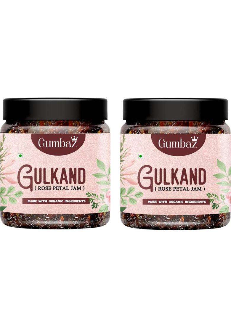 Gumbaz Himalayan Gulkand Jar Pack ( Rose Petal Jam ) | Made With Mishri & Crystal Sugar (400 G, Of 2) - Indya