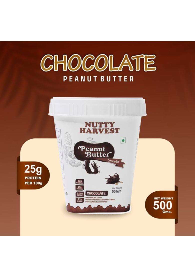 Nutty Harvest Chocolate Smooth Peanut Butter (500 G) - Indya