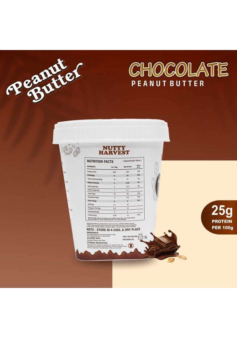 Nutty Harvest Chocolate Smooth Peanut Butter (500 G) - Indya