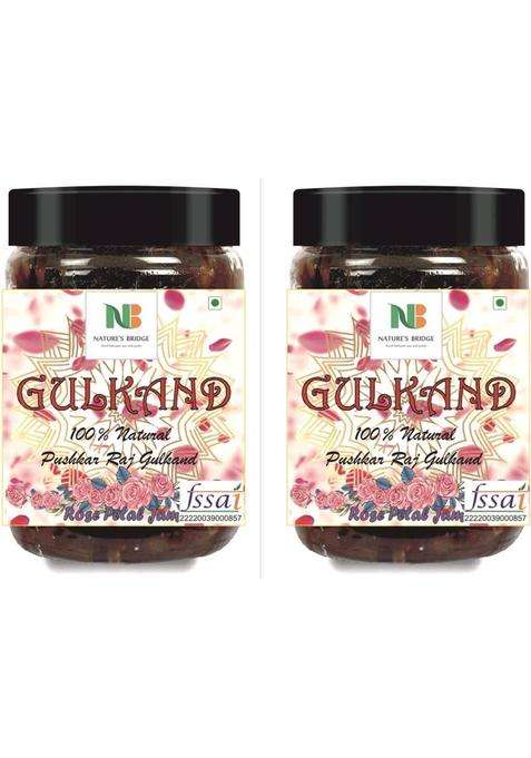 Nature'S Bridge Natural Gulkand (400 Gm X 2 Jar) | Pushkar Raj Rose Petal Jam (800 G, Pack Of 2)