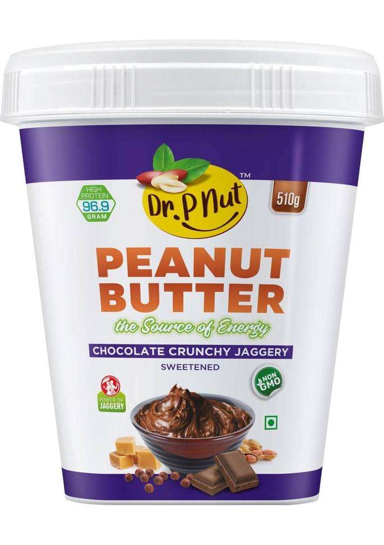 Dr. P Nut Peanut Butter Chocolate Crunchy Jaggery (510 G) - Indya