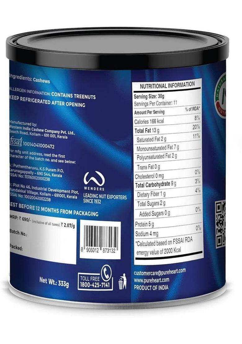 Pureheart Nutreat Natural Cashews | Premium Cashewnuts/Kaju/Dry Fruit (333 G) - Indya