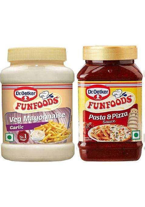 Funfoods Veg Mayonnaise Garlic & Pasta Pizza Sauce (250+325 G) 575 Gm Pack Of 2 (500