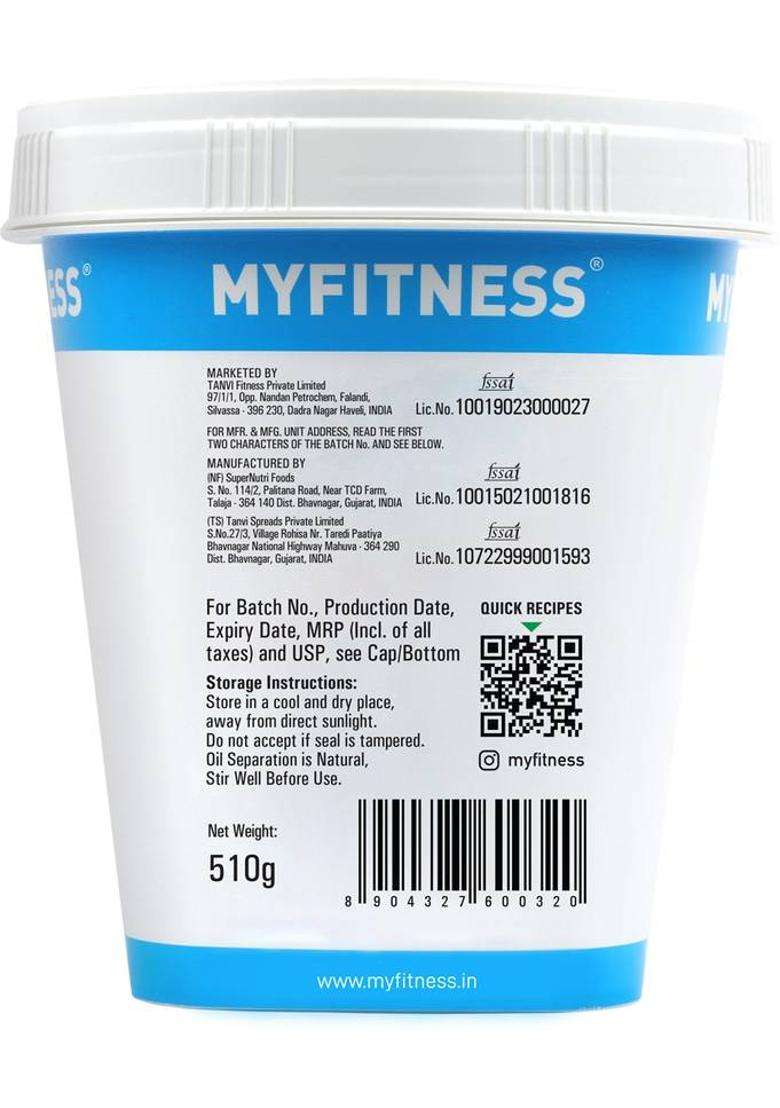 Myfitness All Natural Unsweetened Peanut Butter Smooth (510 G) - Indya