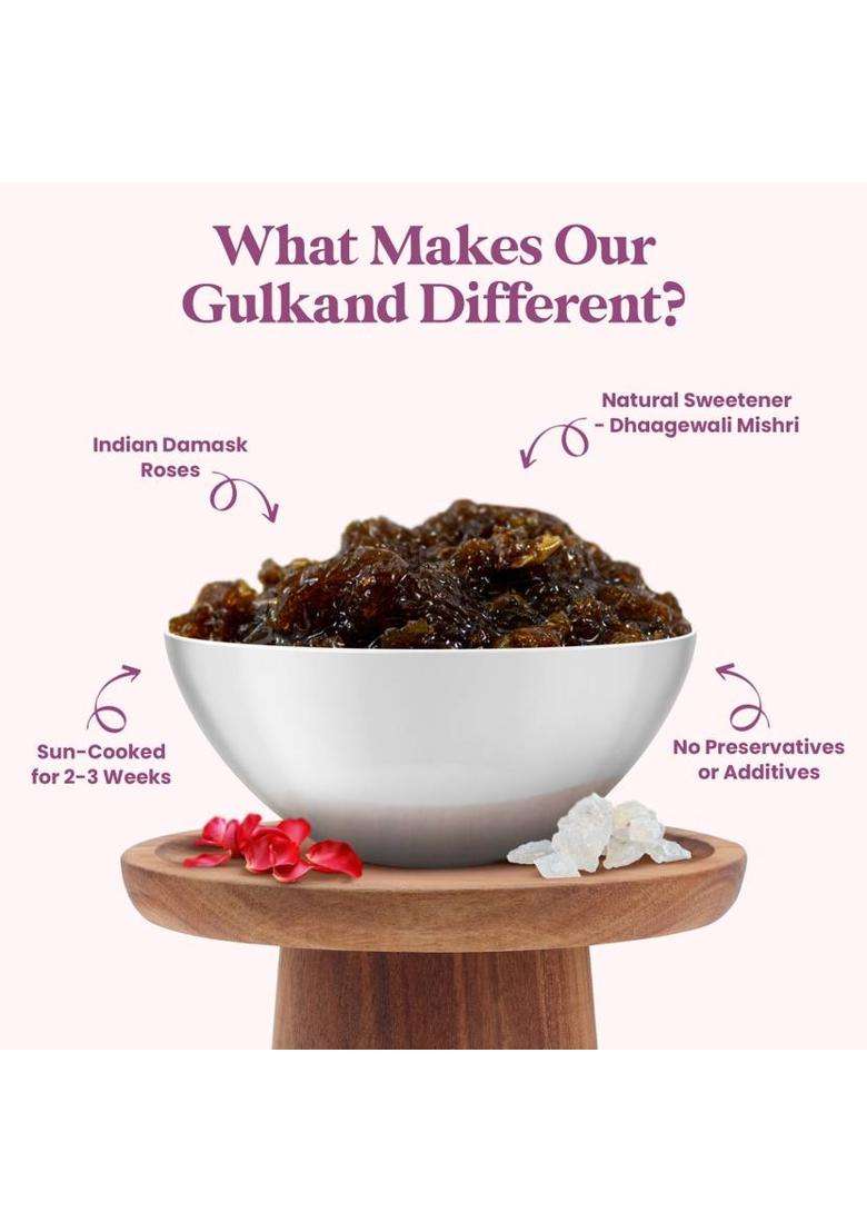 Vanalaya Natural Organic Gulkand Prepared Using Damask Rose Enhanced With Cardamon (600 G) - Indya