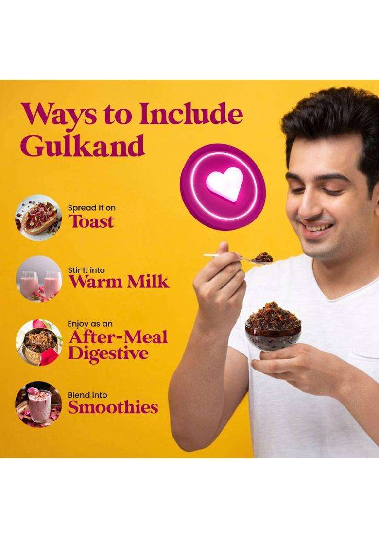 Vanalaya Natural Organic Gulkand Prepared Using Damask Rose Enhanced With Cardamon (600 G) - Indya