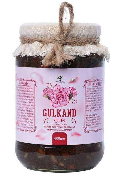 Vanalaya Natural Organic Gulkand Prepared Using Damask Rose Enhanced With Cardamon (600 G)
