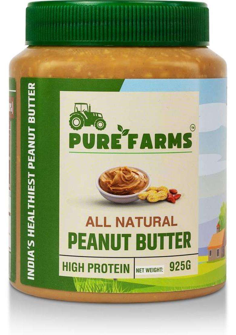 Pure Farms All Natural, Single Ingredient Peanut Butter Keto-Friendly, Crunchy (925 G) - Indya