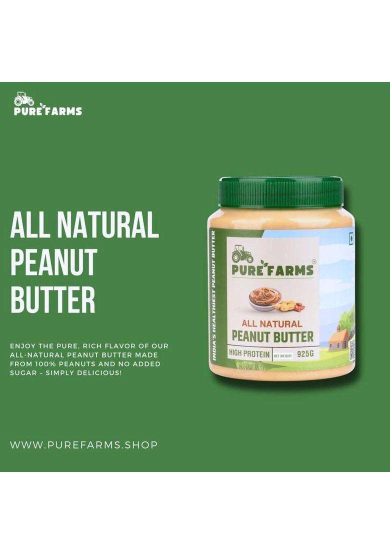 Pure Farms All Natural, Single Ingredient Peanut Butter Keto-Friendly, Crunchy (925 G) - Indya