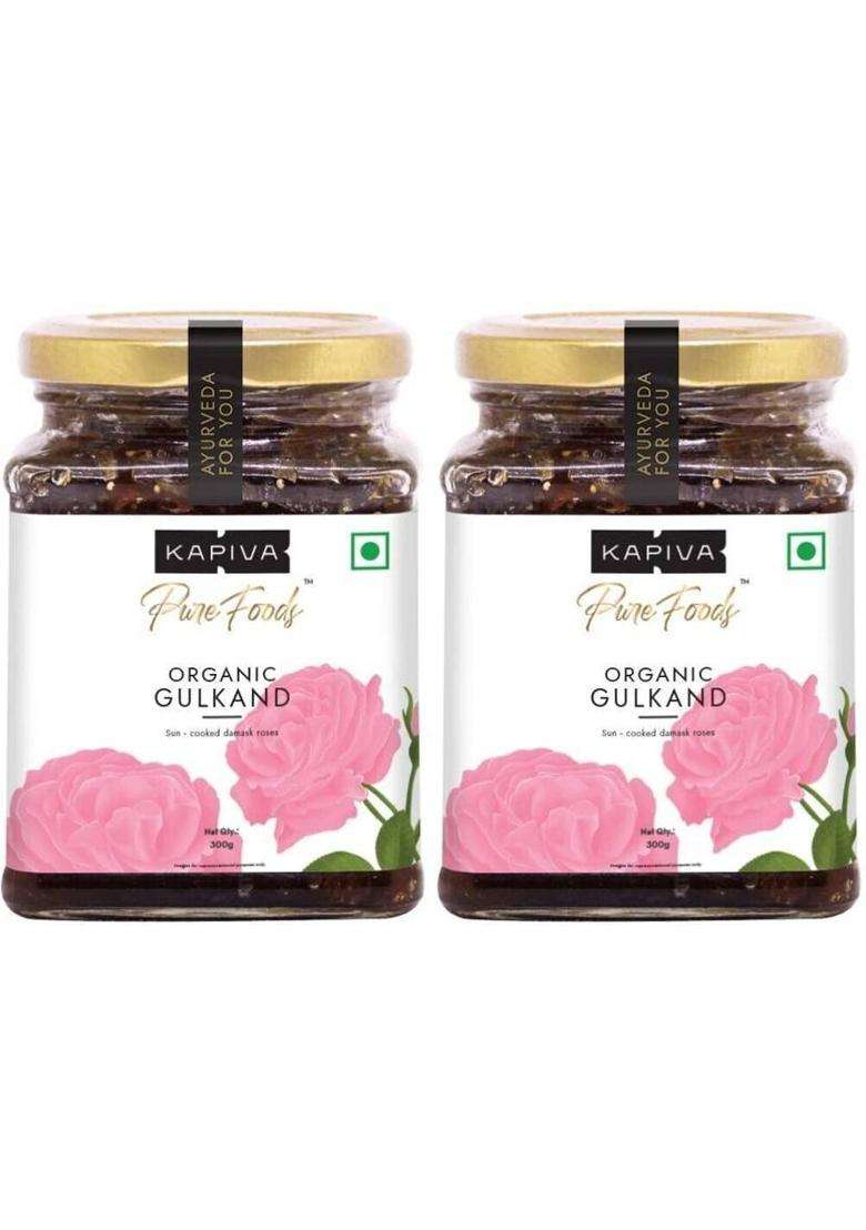 Kapiva Organic Gulkand 300Gms (Rose Petal Jam) | 100% Natural Sun-Cooked Damask Roses (600 G, Pack Of 2) - Indya